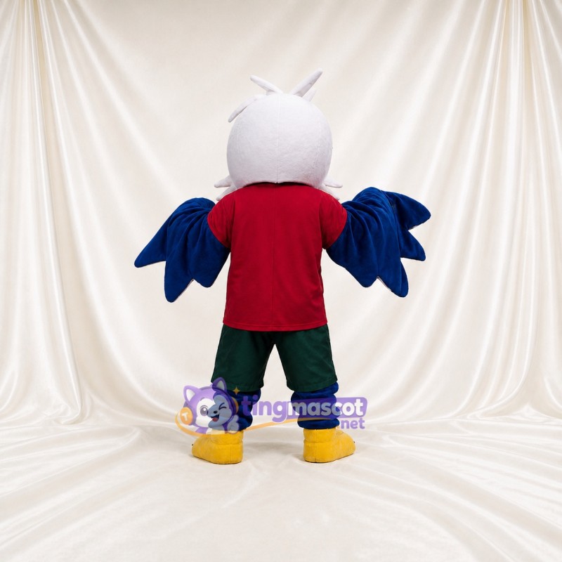 White and Blue Eagle Athlete Mascot Costume Full Body for Adults Sports Events
