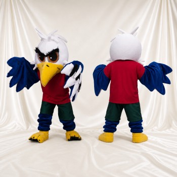 Aigle Blanc et Bleu Athlète Costume de mascotte intégral pour adultes Événements sportifs