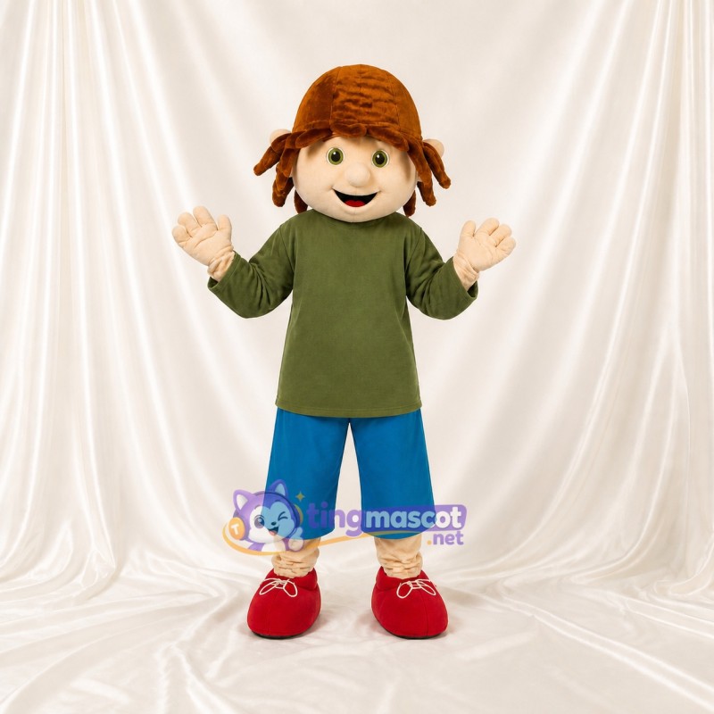 Green and Blue Cartoon Boy Mascot Costume Full Body for Adults School Events