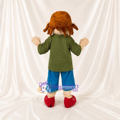 Green and Blue Cartoon Boy Mascot Costume Full Body for Adults School Events