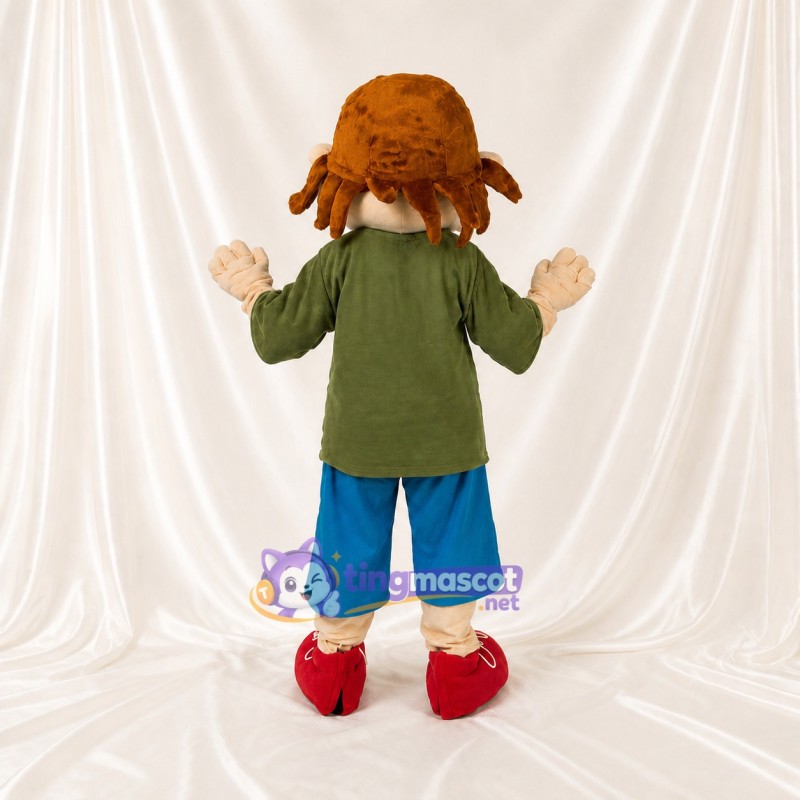 Green and Blue Cartoon Boy Mascot Costume Full Body for Adults School Events