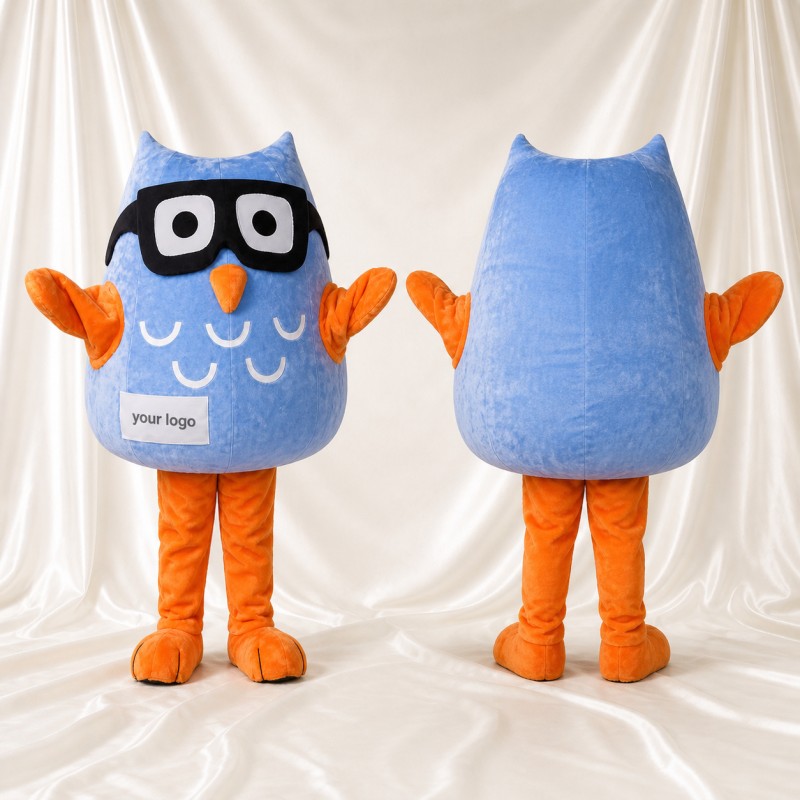 Hibou Bleu Clair Costume de mascotte intégral pour adultes Événements scolaires