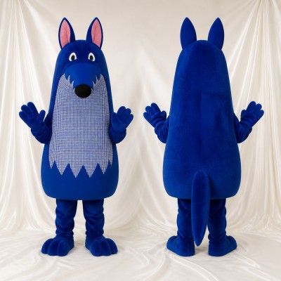 Blue Dog Mascot Costume Full Body for Adults School Events