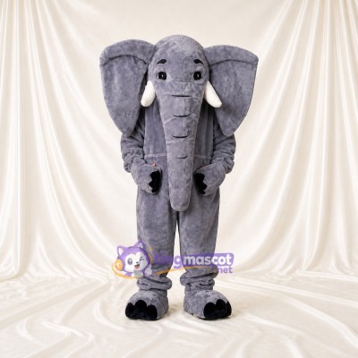Gray Elephant Mascot Costume Full Body for Adults School Events