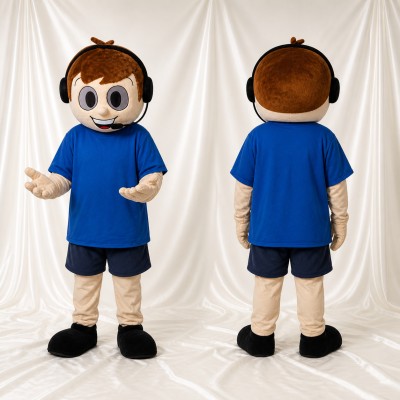 Headphone Boy Mascot Costume Full Body for Adults School Events