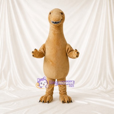 Tan Construction Dinosaur Mascot Costume Full Body for Adults School Events