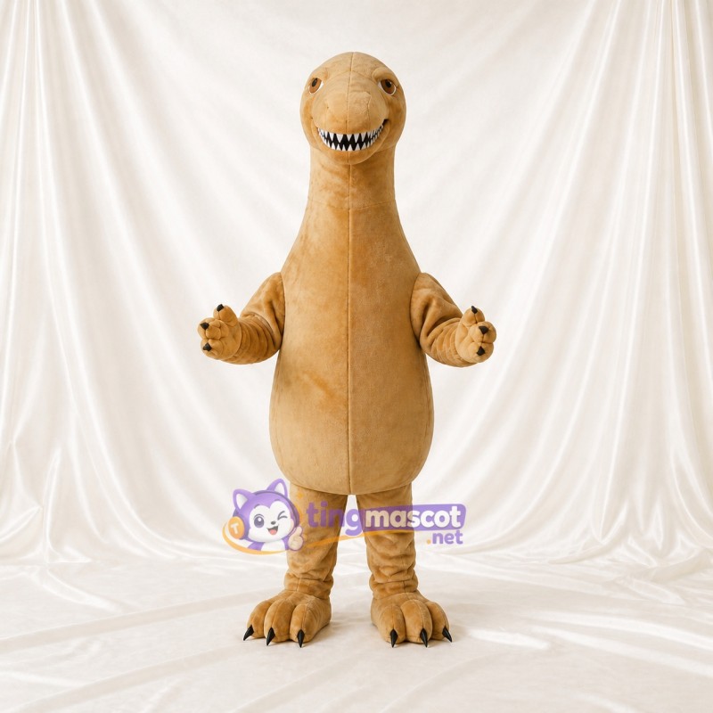 Tan Construction Dinosaur Mascot Costume Full Body for Adults School Events