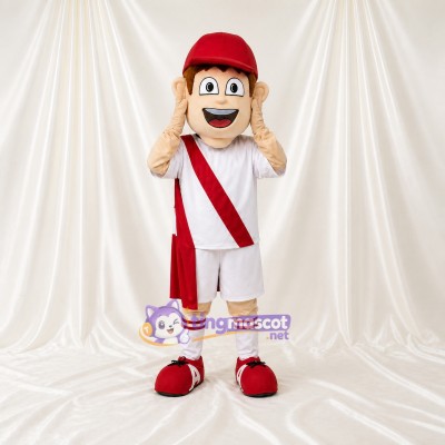 White Soccer Boy Mascot Costume Full Body for Adults Sports Events