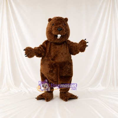 Brown and Tan Beaver Mascot Costume Full Body for Adults School Events