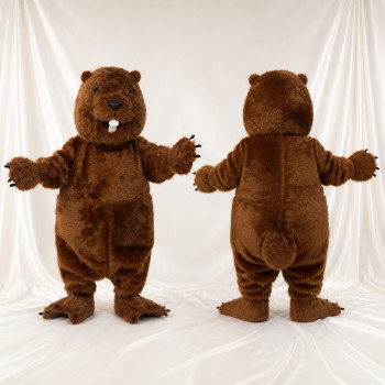 Brown and Tan Beaver Mascot Costume Full Body for Adults School Events