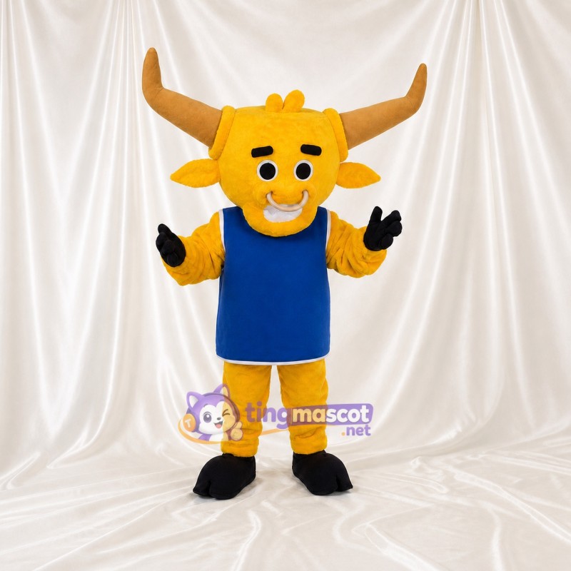 Yellow Bull Athlete Mascot Costume Full Body for Adults Sports Events