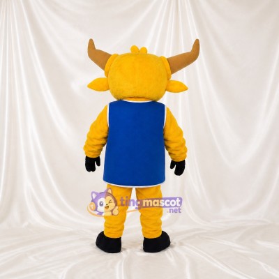 Yellow Bull Athlete Mascot Costume Full Body for Adults Sports Events