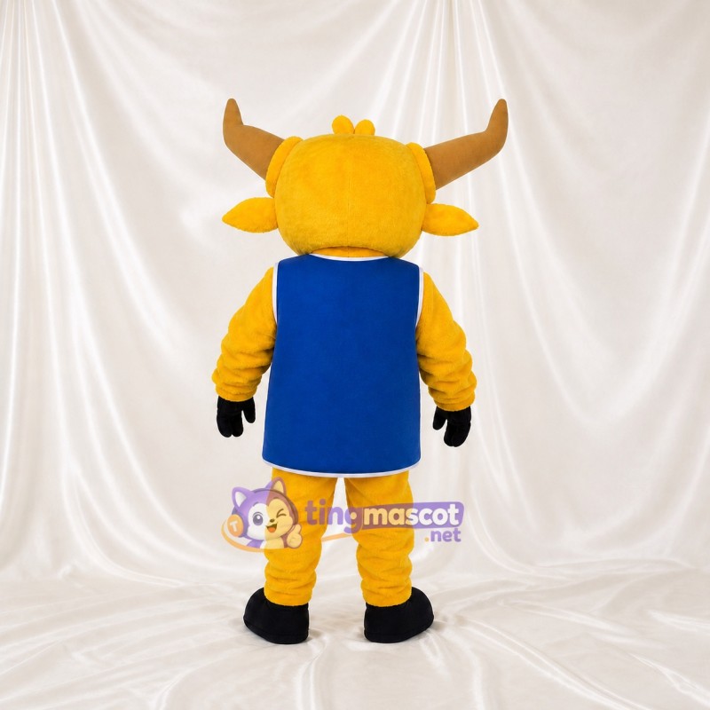 Yellow Bull Athlete Mascot Costume Full Body for Adults Sports Events
