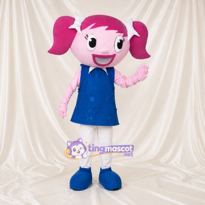 Fille de dessin animé Rose Costume de mascotte intégral pour adultes Événements scolaires