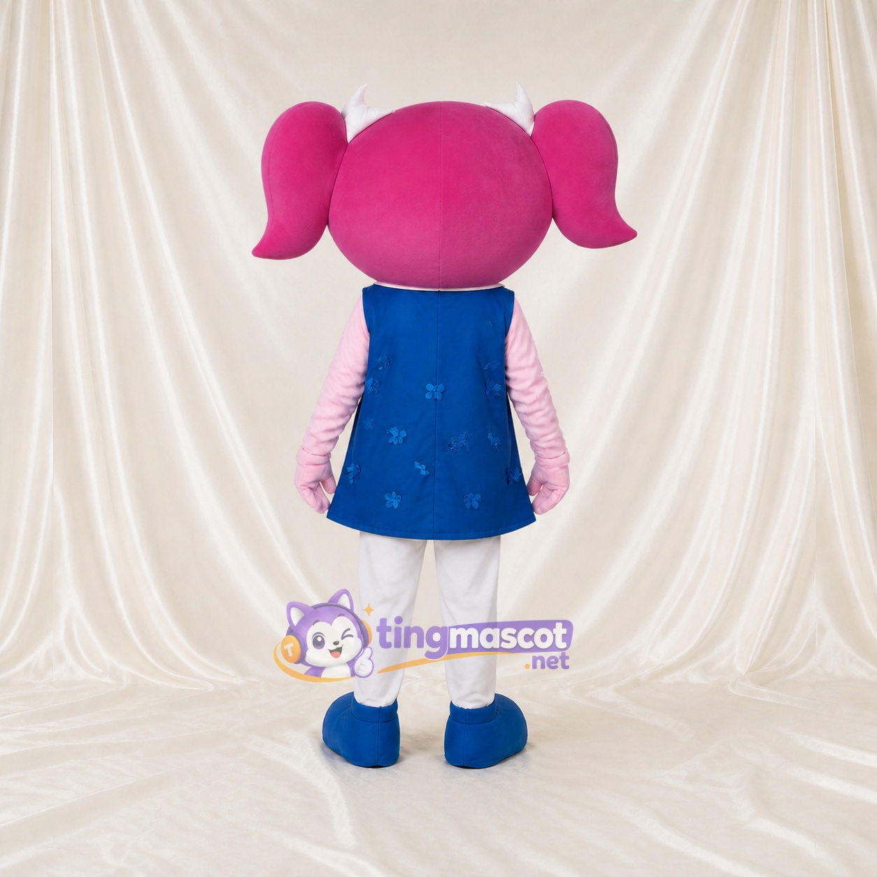 Pink Cartoon Girl Mascot Costume Full Body for Adults School Events Pink Cartoon Girl Mascot Costume Full Body for Adults School Events