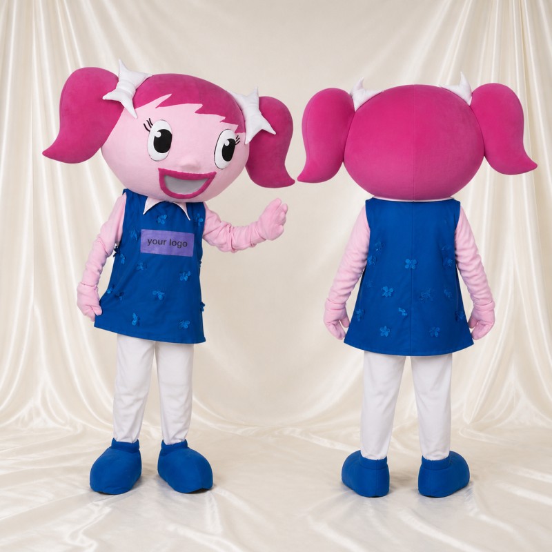 Fille de dessin animé Rose Costume de mascotte intégral pour adultes Événements scolaires
