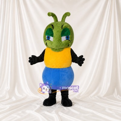 Green Construction Caterpillar Mascot Costume Full Body for Adults School Events