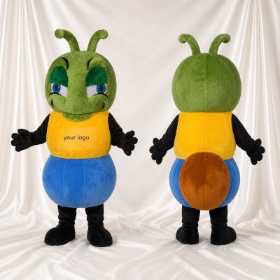 Green Construction Caterpillar Mascot Costume Full Body for Adults School Events
