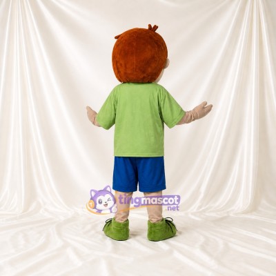 Garçon de dessin animé vert et bleu Costume de mascotte intégral pour adultes Écoles