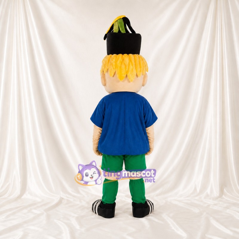Blue and Green Cartoon Boy Mascot Costume Full Body for Adults School Events