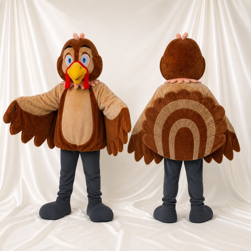 Construction Turkey Mascot Costume Full Body for Adults School Events
