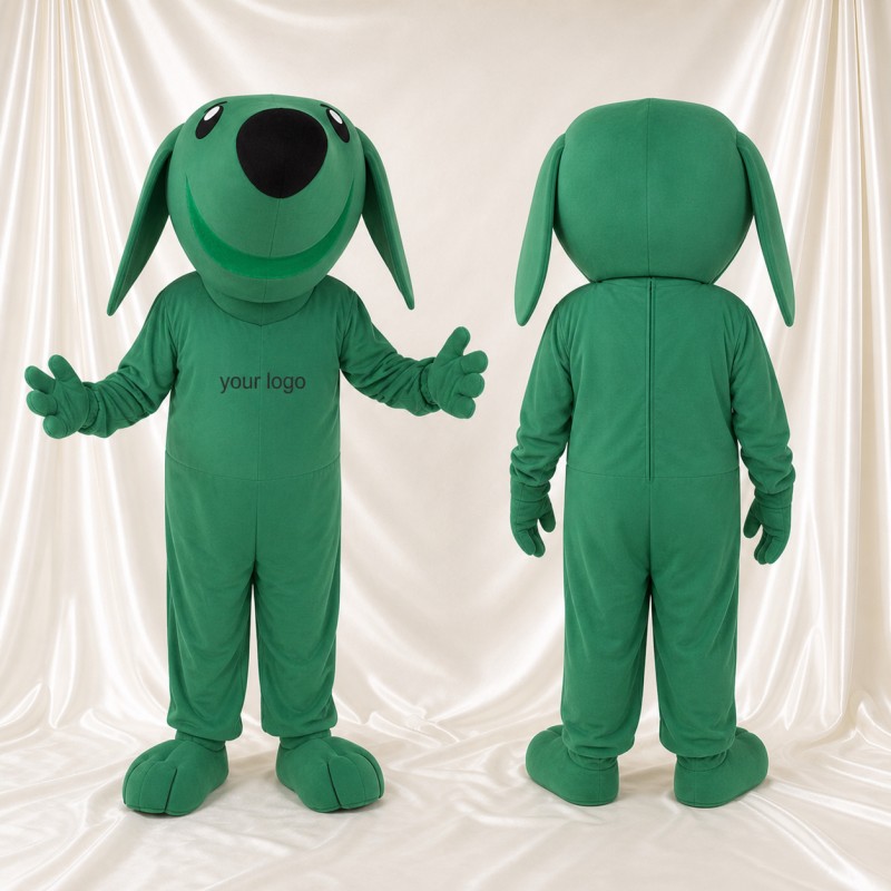 Green Dog Mascot Costume Full Body for Adults School Events