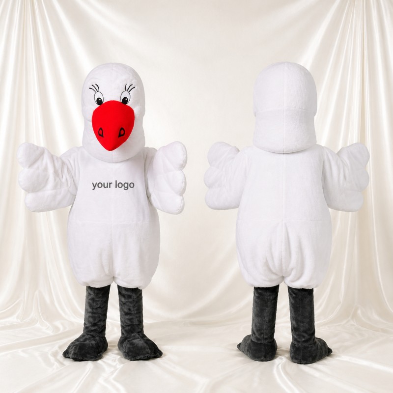 White Bird Mascot Costume Full Body for Adults School Events