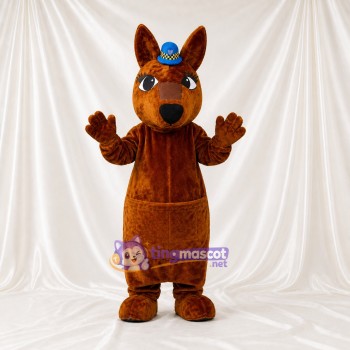 Brown and Blue Kangaroo Mascot Costume Full Body for Adults School Events