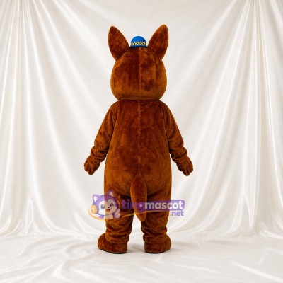 Brown and Blue Kangaroo Mascot Costume Full Body for Adults School Events