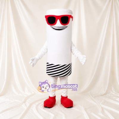 White Cylinder Character Mascot Costume Full Body for Adults Promotions