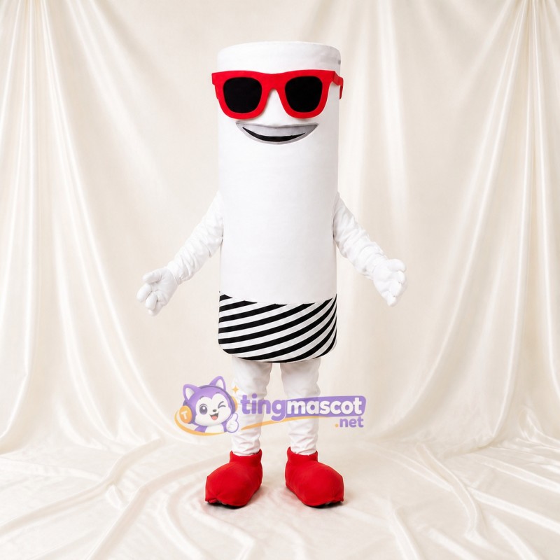 White Cylinder Character Mascot Costume Full Body for Adults Promotions
