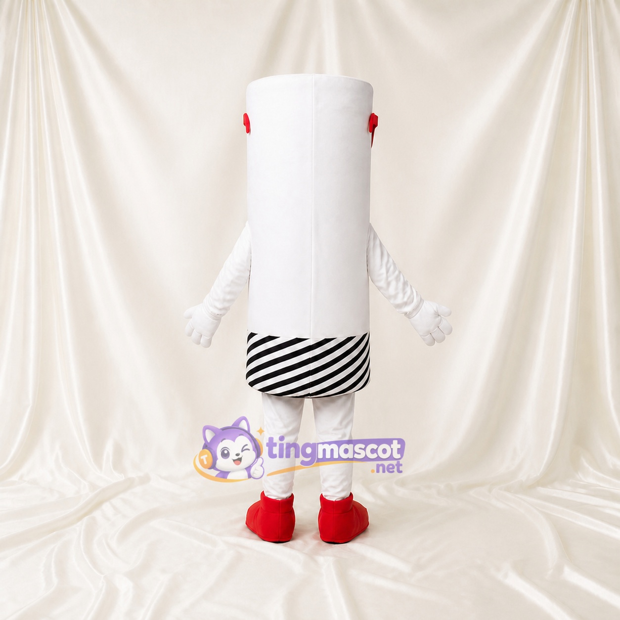 White Cylinder Character Mascot Costume Full Body for Adults Promotions White Cylinder Character Mascot Costume Full Body for Adults Promotions