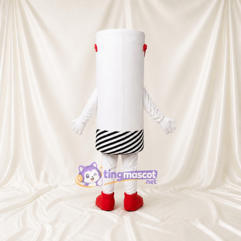 White Cylinder Character Mascot Costume Full Body for Adults Promotions