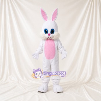 Lapin Blanc de Construction Costume de mascotte intégral pour adultes Événements scolaires