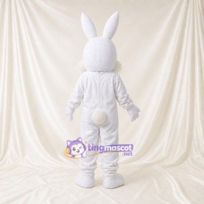 White Construction Rabbit Mascot Costume Full Body for Adults School Events