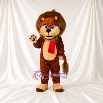 Brown Brown and Red Lion Mascot Costume Full Body for Adults School Events
