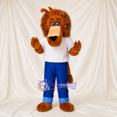 Brown and White Lion Athlete Mascot Costume Full Body for Adults Sports Events