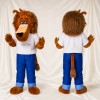 Brown and White Lion Athlete Mascot Costume Full Body for Adults Sports Events