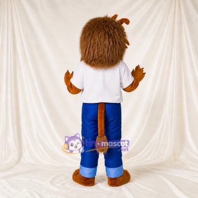 Brown and White Lion Athlete Mascot Costume Full Body for Adults Sports Events