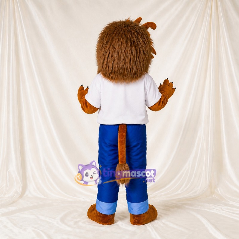 Brown and White Lion Athlete Mascot Costume Full Body for Adults Sports Events