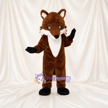 Brown Construction Fox Mascot Costume Full Body for Adults School Events