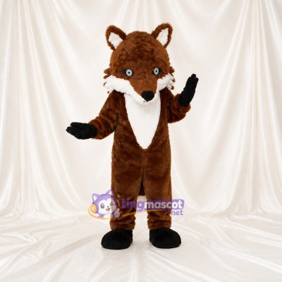 Brown Construction Fox Mascot Costume Full Body for Adults School Events