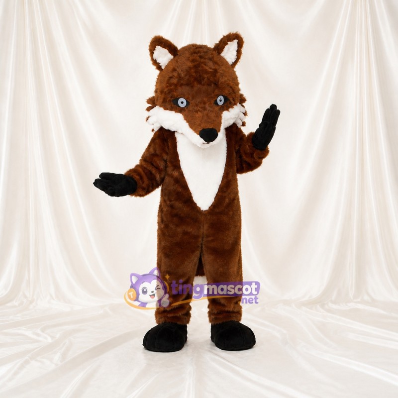 Brown Construction Fox Mascot Costume Full Body for Adults School Events