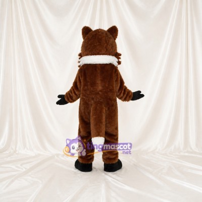 Brown Construction Fox Mascot Costume Full Body for Adults School Events