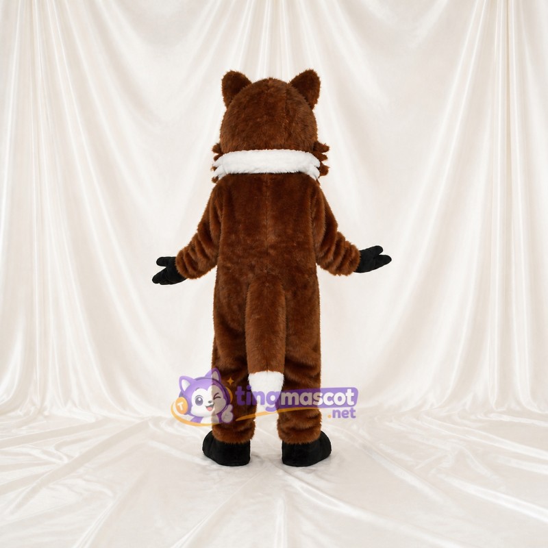 Brown Construction Fox Mascot Costume Full Body for Adults School Events