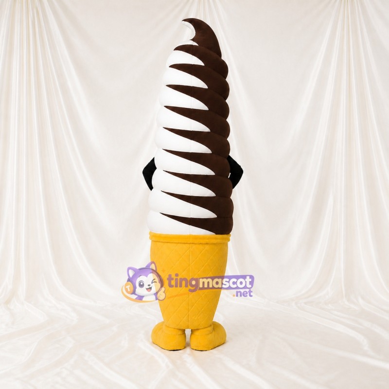 White Chocolate Ice Cream Cone Mascot Costume Full Body for Adults Food Events