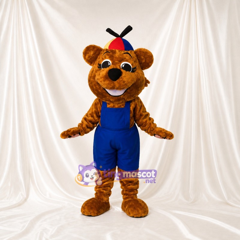 Brown Beaver Worker Mascot Costume Full Body for Adults Promotions