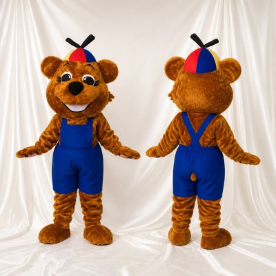 Brown Beaver Worker Mascot Costume Full Body for Adults Promotions