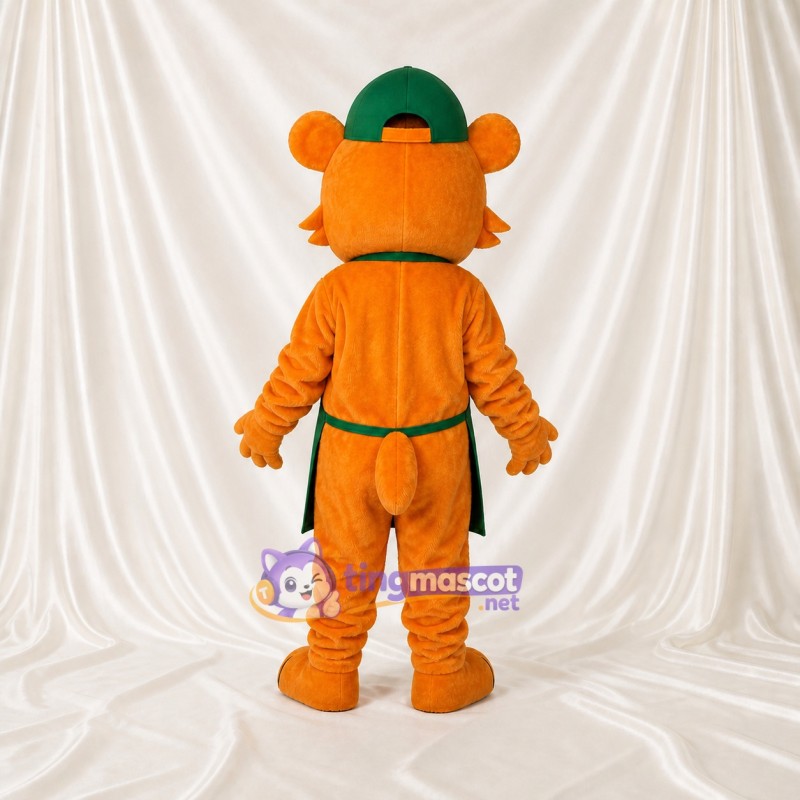 Orange Bear Worker Mascot Costume Full Body for Adults Promotions