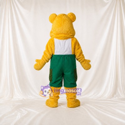 Yellow Bear Worker Mascot Costume Full Body for Adults Promotions